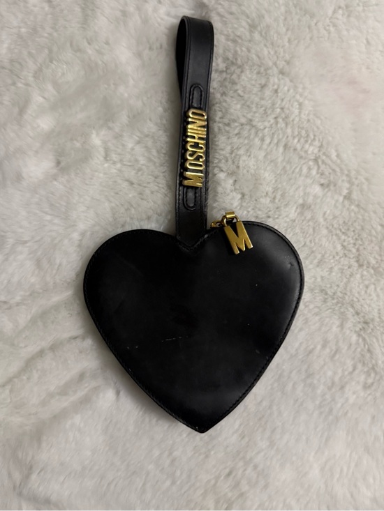 Moschino Accessories - Moschino Black Heart Wristlet with Gold Logo Charm
